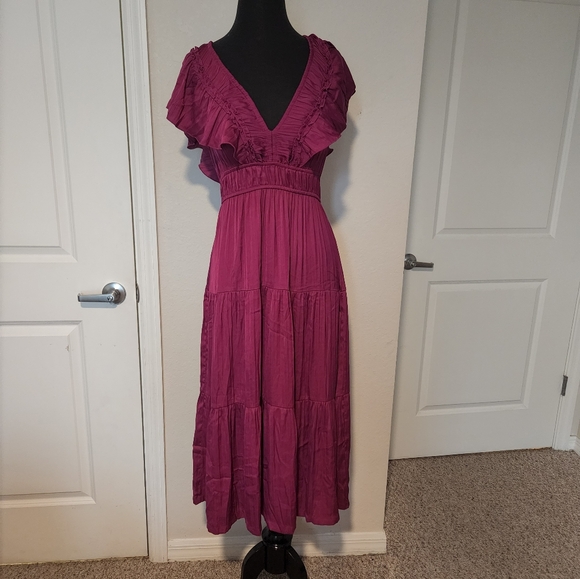 Anthropologie Deep Red Midi Dress - Picture 5 of 12